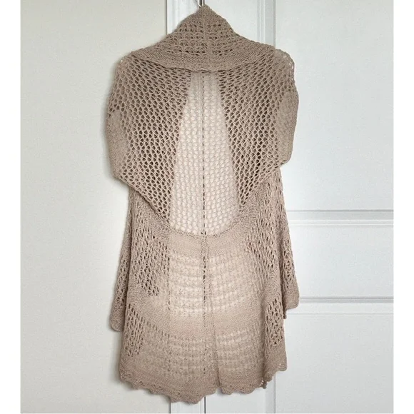 Cupio Open Front Knit  Wrap Short-Sleeve Sweater Shawl Collar - Picture 3 of 7